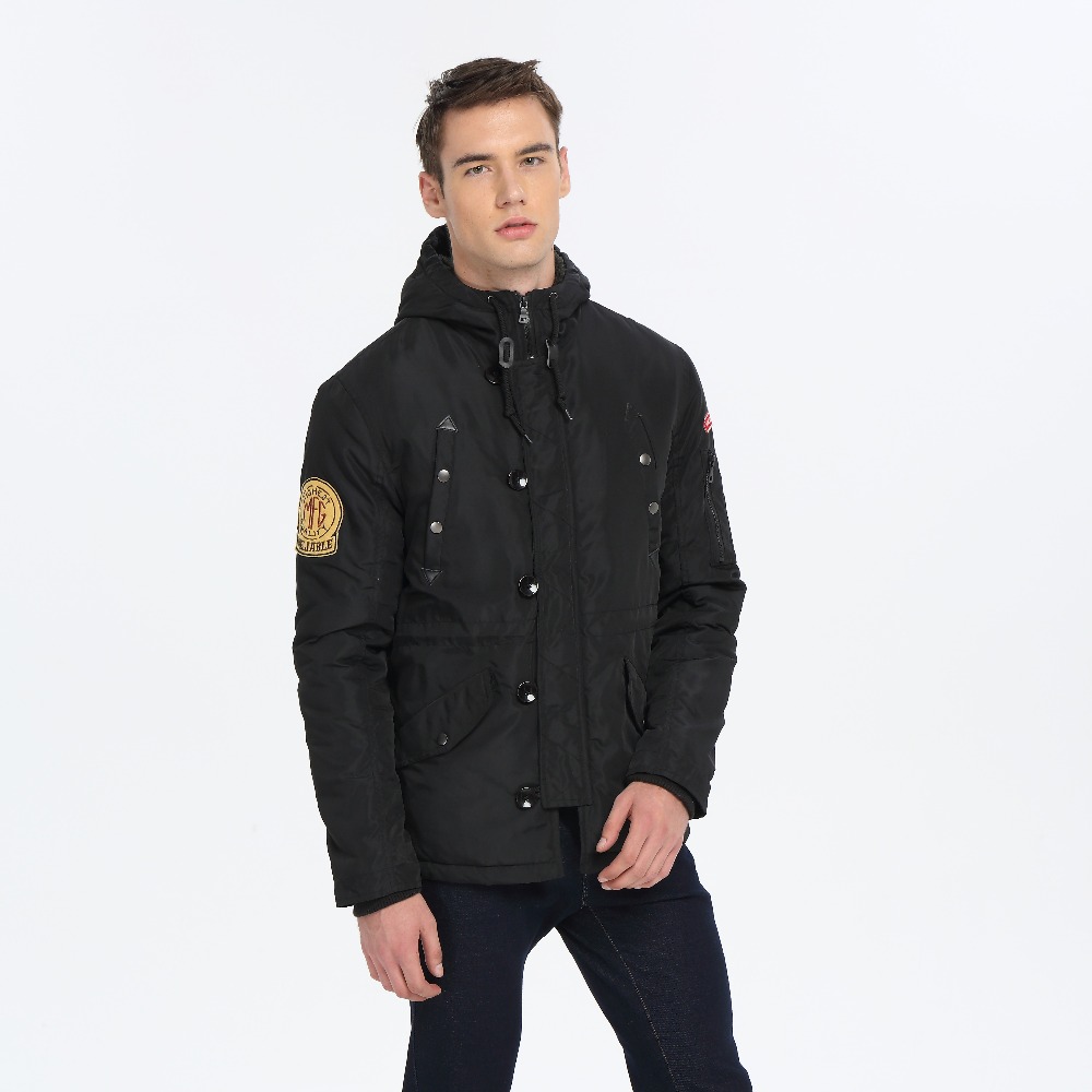 Мужская зимняя куртка с капюшоном с моды патч