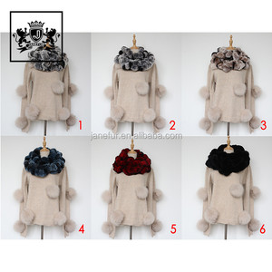 Sciarpa a scialle in vera pelliccia di coniglio per donna all'ingrosso invernale di alta qualità con scialle in vera pelliccia calda - Product Image 6