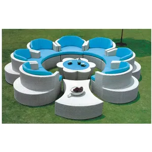 Factory outlets Modern half-moon shape synthetic rattan outdoor furniture,garden round sofa