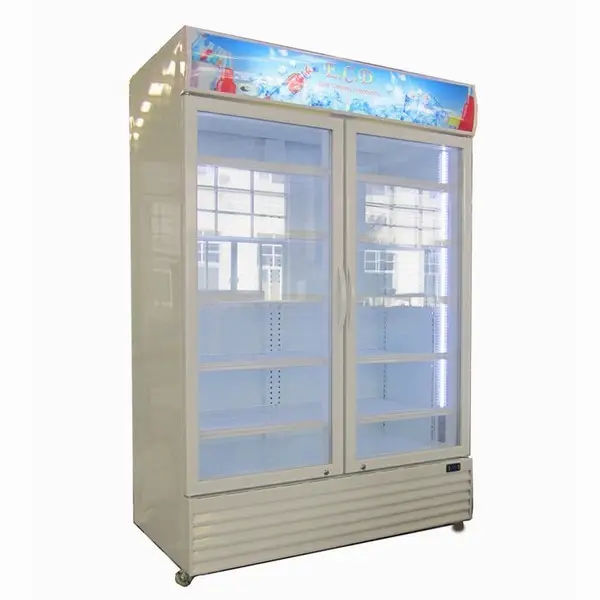 LG-1400D Innerlijke wit buiten zwart glazen deur koelkast display koeler koelkast voor drinken