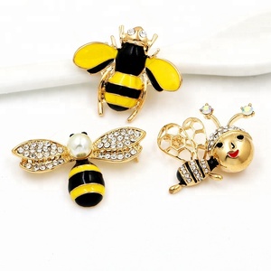 Rhinestone น้ำผึ้ง Bee เข็มกลัดทองสีดำแมลง Bug เข็มกลัดคริสตัล Bumble Bee Broach - Product Image 2