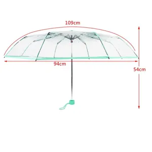 A buon mercato libera trasparente 3 pieghevole ombrello automatico