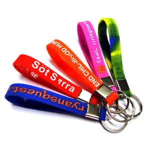 Sleutelhanger Gepersonaliseerde Custom Promotie Goedkope Rubber Polsband Siliconen Armband Sleutelhanger