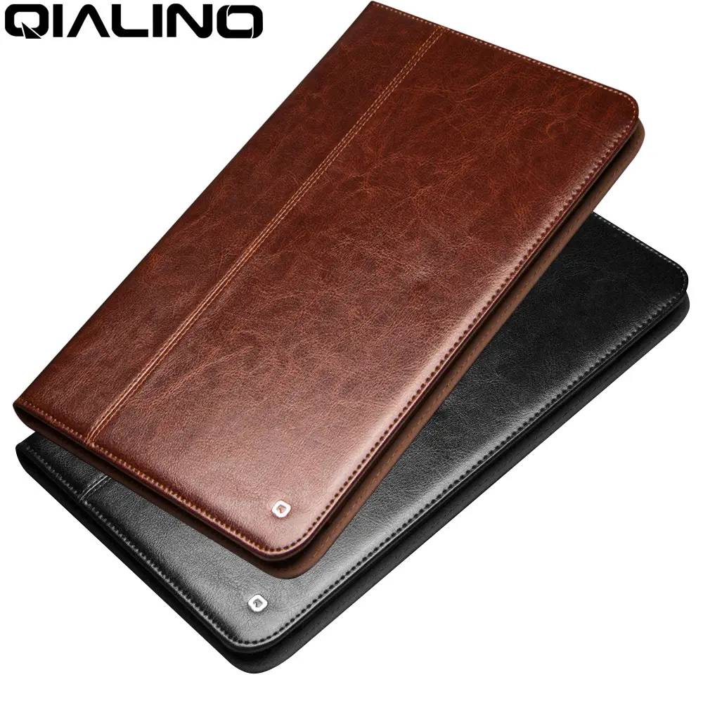 2018 QIALINO Smart Cover Stand Luxury Classic Genuine Leather Tablet Case For iPad Pro 12.9 inch