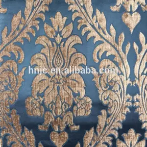 2020 Pola Daun Biru dan Warna Unta Bahan Chenille Kain Jacquard untuk Pelapis