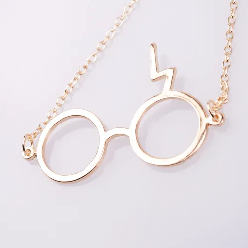 Menginspirasi Perhiasan Stainless Steel Pribadi Harry Petir Bekas Luka Kacamata Liontin Potter Kalung untuk Wanita dan Wanita Grosir