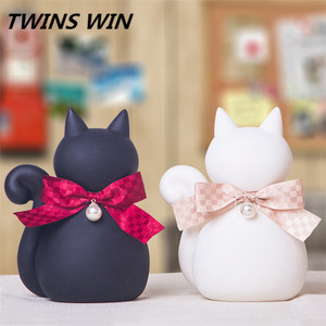 Nuovi Arrivi: Cancelleria Coreana Kawaii per Ragazze, <span class=keywords><strong>Salvadanaio</strong></span> a Forma di <span class=keywords><strong>Gatto</strong></span> Bianco e Nero, <span class=keywords><strong>Salvadanaio</strong></span> Indistruttibile a Forma di <span class=keywords><strong>Gatto</strong></span> - Product Image 2