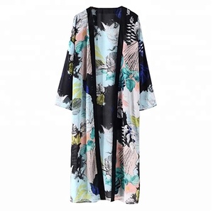 Women's Floral Chiffon <strong>Kimono</strong> Cardigan Blouse Beach <strong>Cover</strong> <strong>up</strong> <strong>Kimono</strong> - Product Image 1