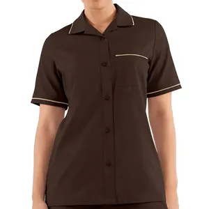 Comfortable Khaki Shirt for Hospital Hotel Restaurant Housekeeping Cleaner