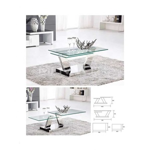Trasparente Rettangolare girevole superiore di vetro in acciaio inox opaco di base <span class=keywords><strong>allungabile</strong></span> Caffè tavoli - Product Image 6