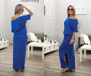 Europa e In America Le Donne Una Spalla Vestito Lungo di Estate Fessura del Lato Allentato Maxi Pavimento-Lunghezza Del Vestito - Product Image 2