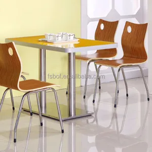 Nieuwe ontwerp fastfood restaurant tafel en stoel restaurant wit smeedijzeren vierkante tafels stoelen meubels voor koop R1767-1