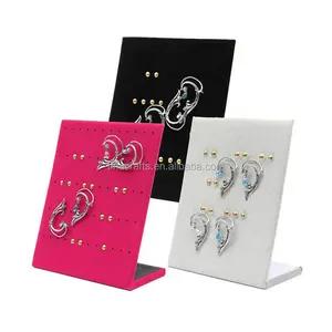 High Quality velvet L shape Display shelf board earrings jewelry stand holder jewelry box store