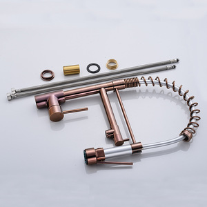 <span class=keywords><strong>Robinet</strong></span> de cuisine monocommande à douchette latérale, finition <span class=keywords><strong>cuivre</strong></span> rose doré, monotrou, à arc haute, à ressort, pour évier - Product Image 4