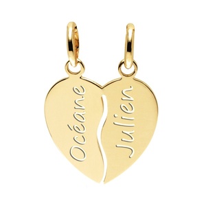 Ensemble de bijoux collier pendentif en acier inoxydable plaqué or 18 carats, demi-cœur personnalisé avec collier à nom creux pour couples - Product Image 4