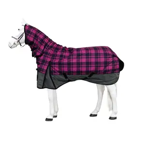 Rose Plaid Rain Sheet Horse Blanket, Horse Rugs Winter Blankets Ss Winter Equipment Equine Customized Cotton Logo Durable Oxford