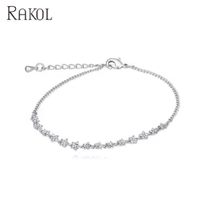 RAKOL APCZB095 wholesale custom unique design star shape copper fashion jewelry CZ chain bead tennis bracelet