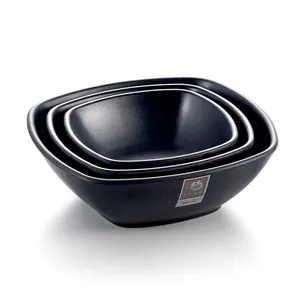 factory supply unbreakable deep black melamine plastic plates black bowls