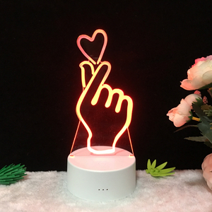 Hình Trái Tim Ánh Sáng Ban Đêm Mới Lạ 7 Màu Lãng Mạn Thay Đổi Ngón Tay Trái Tim LED Ánh Sáng Ban Đêm 3D Bàn Đèn Ma Thuật Ánh Sáng Ban Đêm - Product Image 3