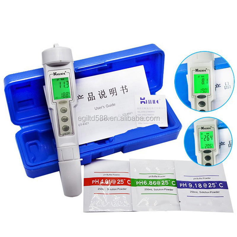 CT-6821 Automatic Tool Calibration Digital Waterproof PH & ORP Meter Portable Pen Type Range 0.0 +/-500mV Water Analyzer Control