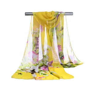 custom US market best-selling printed chiffon silk shawl ladies scarves