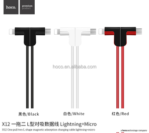 HoCo X12 un tirón dos L forma magnética adsorción Color <span class=keywords><strong>2</strong></span> en 1 <span class=keywords><strong>cable</strong></span> de carga con ltn + micro - Product Image 1
