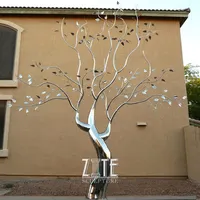 Outdoor Hoch Poliert Metall Edelstahl Baum Skulptur