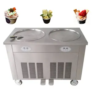 OEM Estilo Tailândia Dupla Pan Ice Cream Maker Roll Singal Comercial Pan Frito Máquina de Sorvete para Venda