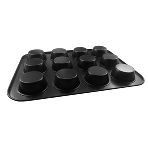 Molde para hornear rectangular negro antiadherente de metal estañado ecológico para <span class=keywords><strong>pan</strong></span> y bizcochos, 12 cavidades - Product Image 5