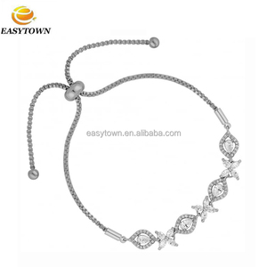 <span class=keywords><strong>Strass</strong></span> Cloutés Cristal Fleur Femmes Amour <span class=keywords><strong>Pull</strong></span> Bracelet couleur Argent - Product Image 1