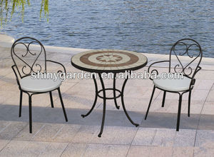Mosaïque table chaises pliantes en métal, extérieure patio bistro set, meubles <span class=keywords><strong>de</strong></span> <span class=keywords><strong>jardin</strong></span> en <span class=keywords><strong>fer</strong></span> <span class=keywords><strong>forgé</strong></span> moderne - Product Image 1