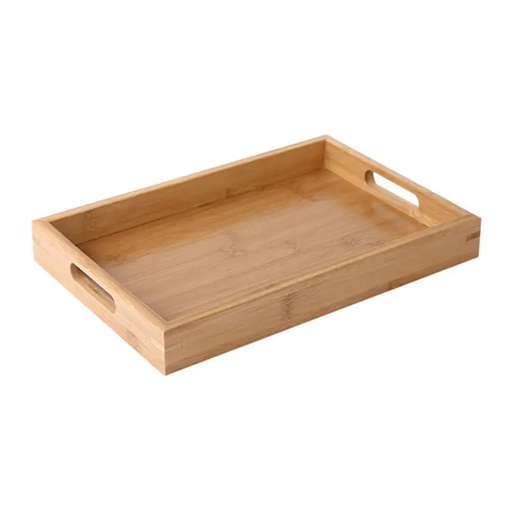 Solid Rectangle Wood Handle Food Dumpling Tray