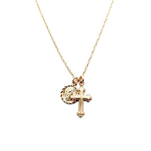 Gemnel 14k catena d'oro croce <span class=keywords><strong>coin</strong></span> combinazione gioielli lunga collana a catena in oro placcato