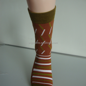 Haining GS custom haute qualité blanc ligne brisée et brown stripes coton hommes chaussettes - Product Image 2