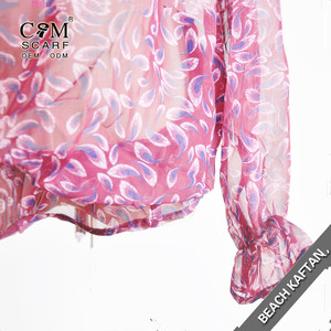 Resorte de las mujeres de impresión Floral 3/4 <span class=keywords><strong>manga</strong></span> Irregular Hem túnica asimétrica suelta blusa larga Tops - Product Image 2