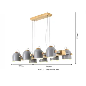 Italyan Modern Basit Tasarım 6 Işıkları Nordic Avize Işıkları, Ayarlanabilir Ahşap Asılı Kolye Lamba DD1394