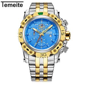 <span class=keywords><strong>Orologio</strong></span> da Polso Casual da <span class=keywords><strong>Uomo</strong></span> Temeite di Lusso con Quadrante Grande in Acciaio Inossidabile Dorato al Quarzo - Product Image 2