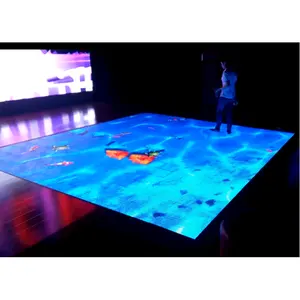 Terreno interior tela led painel de luz da luz do disco portátil telha 3d dance floor standing display led painéis de tela de vidro temperado