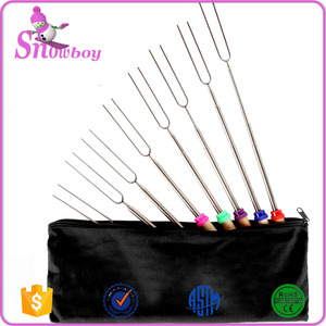 Xiên Thép Không Gỉ 32 Inch Dĩa Kẹo Dẻo Bằng Gỗ Có Thể Thu Gọn Bộ Que Rang Lửa Nướng Thịt Cắm Trại - Product Image 2