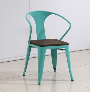 <span class=keywords><strong>Xavier</strong></span> Pauchard, chaise empilable en métal vintage chaise de bar industrielle fer restaurant chaise de café à manger chaise avec coussin en bois - Product Image 5