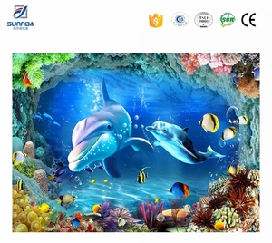 Par de delfines sealife diseño 3d azulejos, delfín precioso dormitorio 3d azulejos, el estilo de morden 3d baldosas - Product Image 5