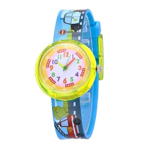 WJ-8554 Chinesischen Nette Bär Sky Blue Kunststoff Kinder Tier Handgelenk Silikon Band Uhr