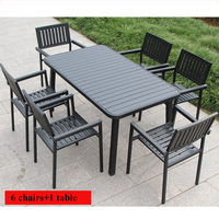 Chaise et table en bois wpc, en plastique fer, à air ouvert, jardin, café, magasin de thé au lait,