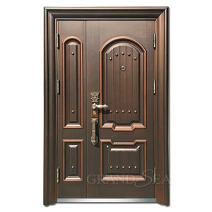 De lujo de aluminio fundido de oro de seguridad exterior villa frente a la doble puerta de acero con marco negro - Product Image 2