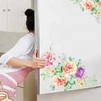 Renkli çiçekler 3D duvar çıkartmaları güzel şakayık buzdolabı çıkartmalar dolap tuvalet banyo dekorasyon PVC duvar çıkartmaları