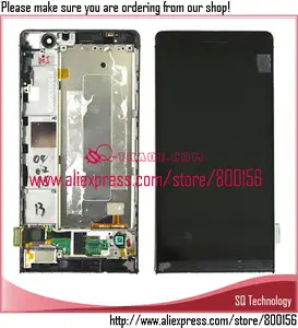 Alibaba çin dokunmatik digitizer+lcd ekran Huawei Ascend p6 tam +frame siyah renk