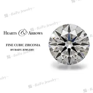 High Quality CZ gems Synthetic 5A Hearts & Arrows white round brilliant cut Cubic Zirconia loose Gemstone