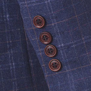 Traje de Hombre MA109 de 3 Piezas, Hecho a Medida, con Estampado de Cuadros, Estilo Retro, Clásico, Ajustado, Azul a Cuadros, Informal, para Boda - Product Image 5