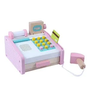 DIY Holz Simulation Kinder Spielen Cash Register Set Jungen Und Mädchen Puzzle Haus Pädagogisches Spielzeug Für Kinder