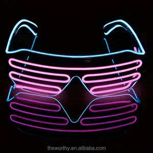 T-worthy-gafas de sol de Color neón para fiesta, anteojos de sol con luces LED con cable, para fiesta de cumpleaños, DJ